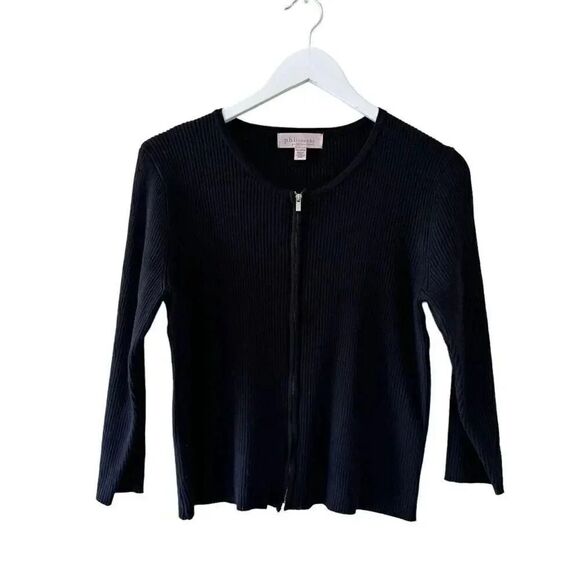 Philosophy Ribbed Knit Front Zipper Long Sleeves Soft Sweater SZ PXL #1962 - Picture 1 of 9